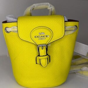 Coach Vibrant Yellow Leather Backpack